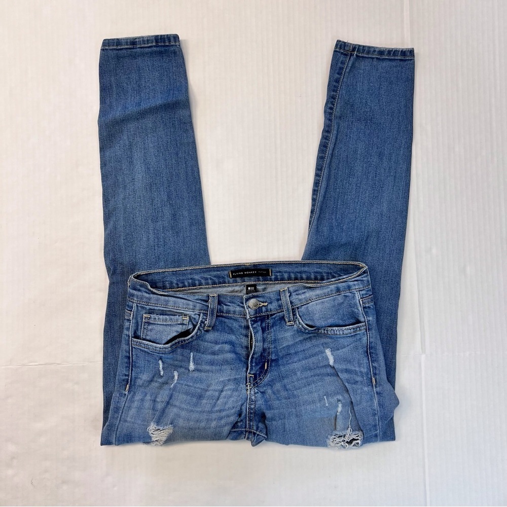 Flying Monkey Platinum Womens Blue Denim Distressed Skinny Jeans Size 28